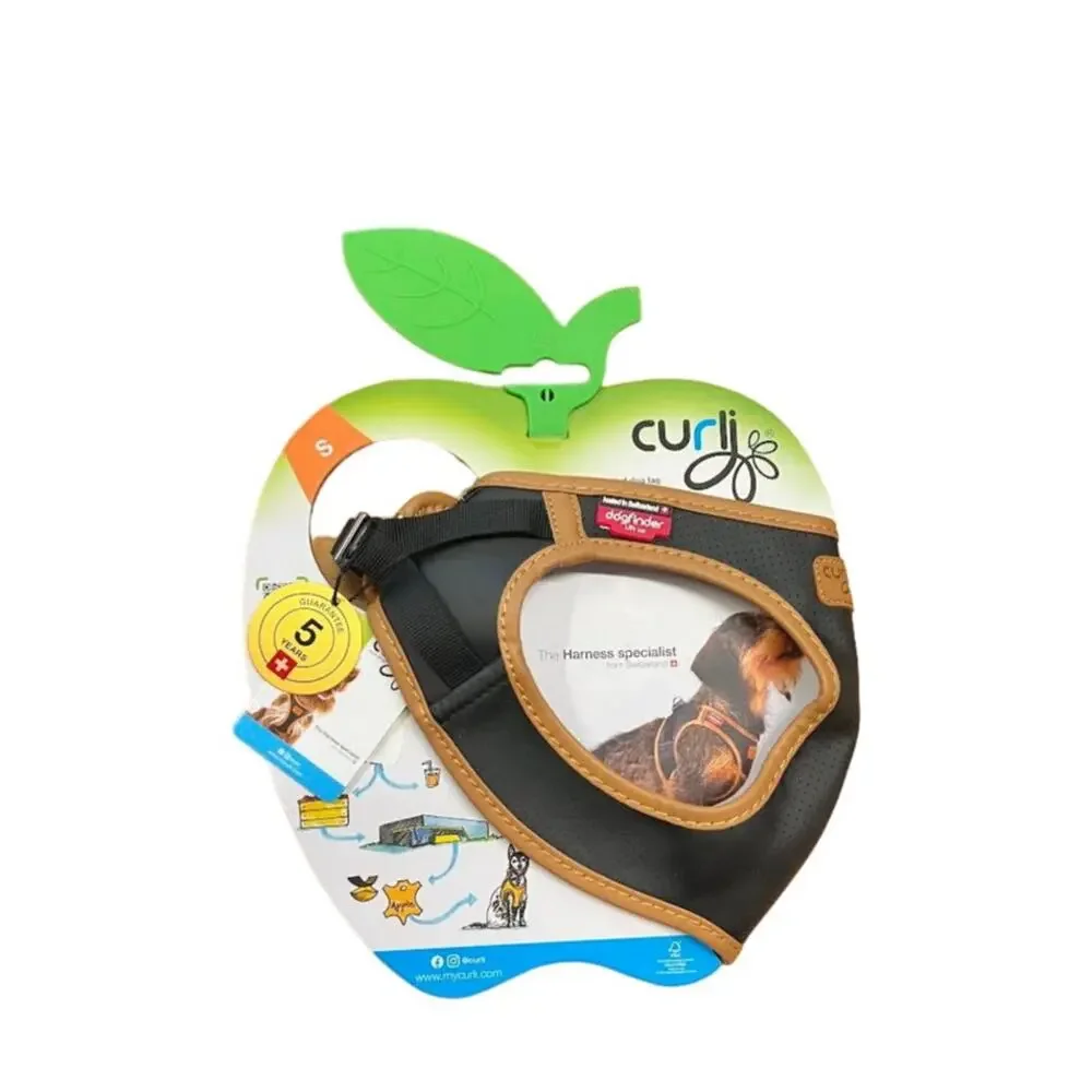 NEW! Curli Vegan Apple Leather Clasp Dog‎ Harness BLACK SMALL
